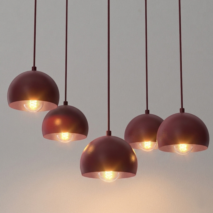SOOL cable chandelier 5xE27/15W/230V burgundy