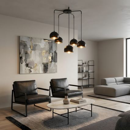 SOOL Cable-Hung Chandelier 5xE27/15W/230V Black
