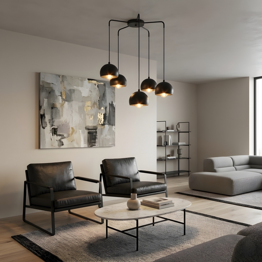 SOOL Cable-Hung Chandelier 5xE27/15W/230V Black