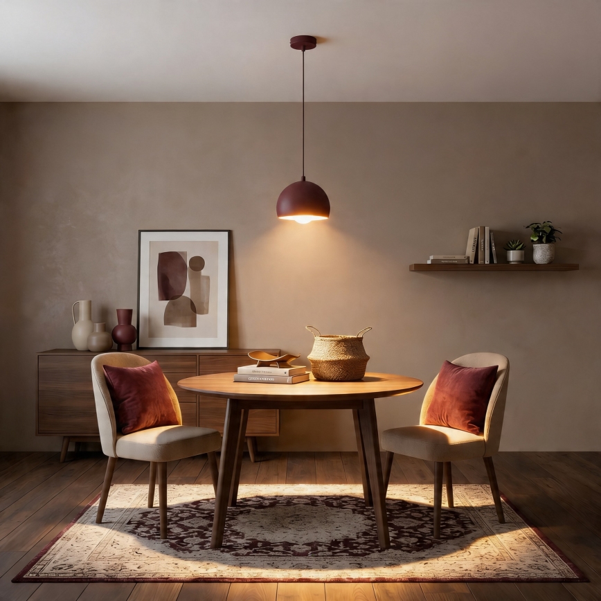 SOOL Cable Pendant 1xE27/15W/230V Ø 15 cm Burgundy