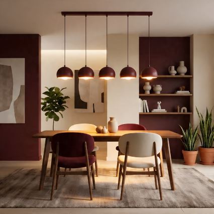 SOOL Cable Pendant Light 5xE27/15W/230V Burgundy