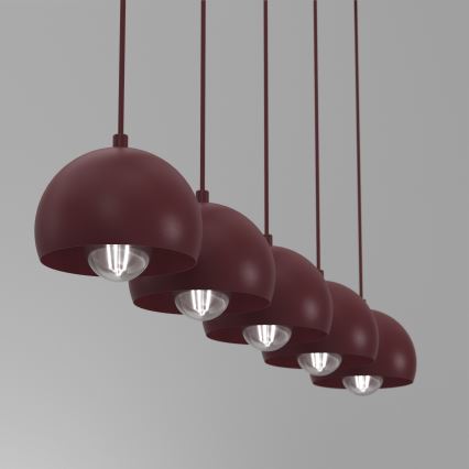 SOOL Cable Pendant Light 5xE27/15W/230V Burgundy