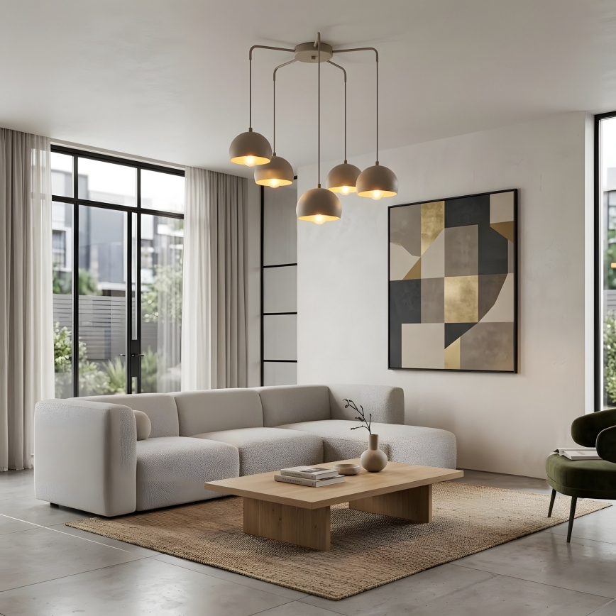 SOOL Cable Pendant Light, 5× E27/15W/230V, Beige