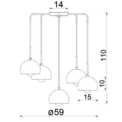 SOOL Cable Pendant Light, 5× E27/15W/230V, Beige