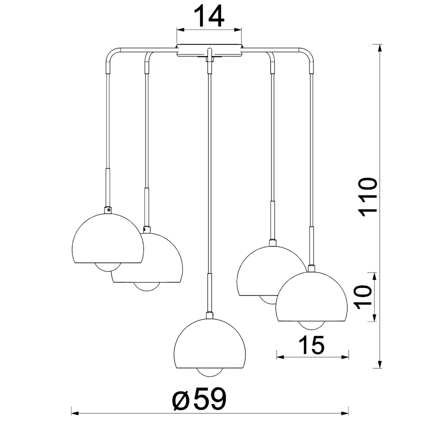 SOOL Cable Pendant Light, 5× E27/15W/230V, Beige