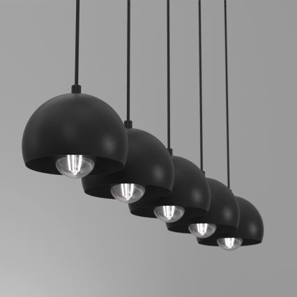 SOOL cable-suspended chandelier 5xE27/15W/230V black