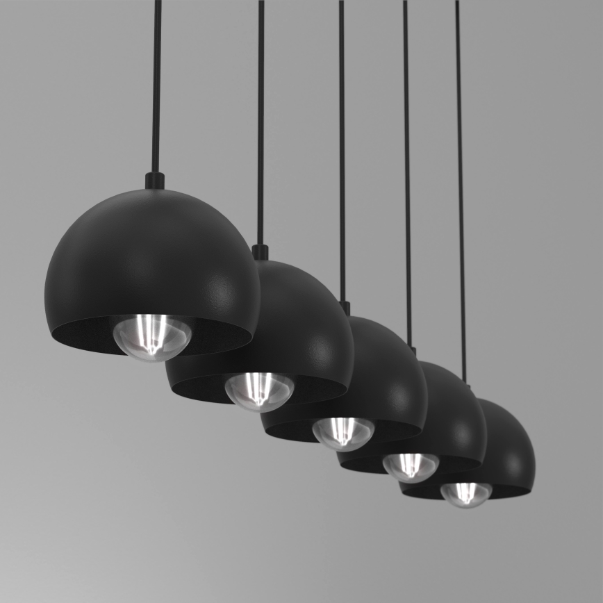 SOOL cable-suspended chandelier 5xE27/15W/230V black