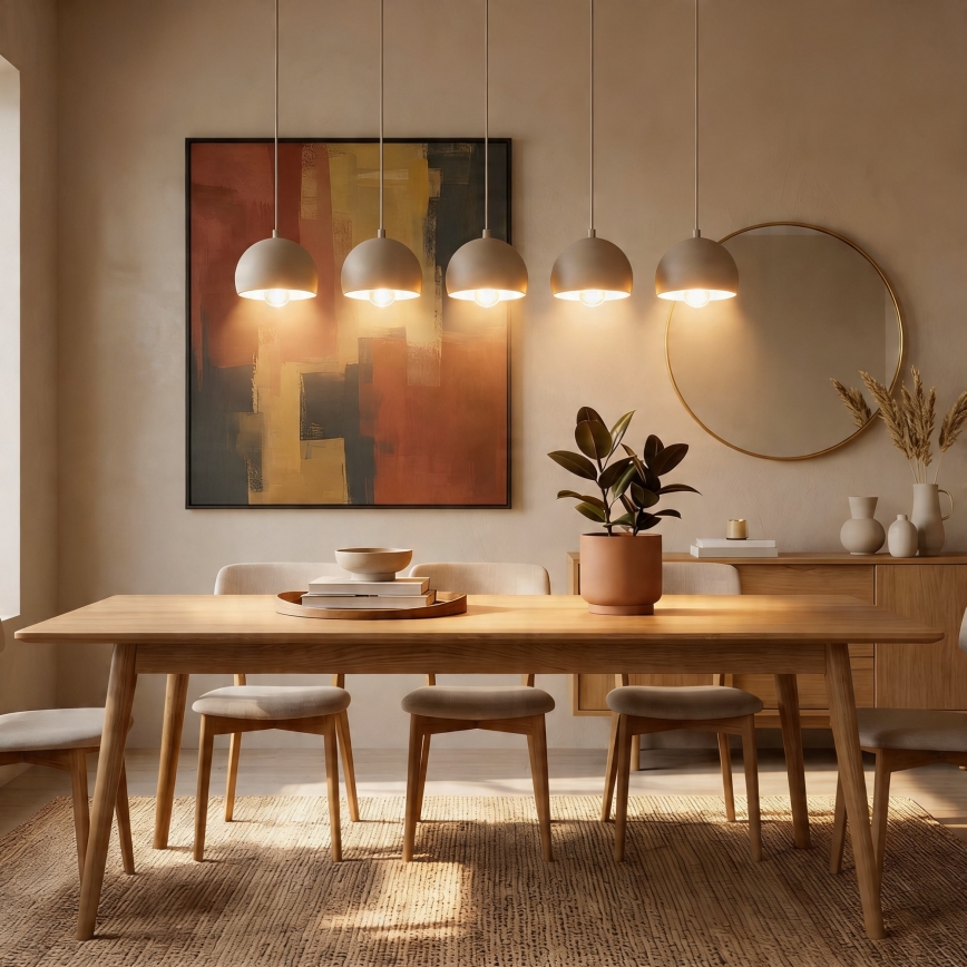 SOOL Cable-Suspended Chandelier, 5×E27/15W/230V, Beige