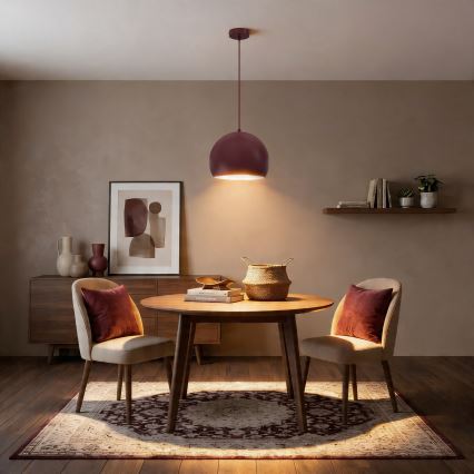 SOOL Cord-Hung Pendant Light, 1×E27/15W/230V, Ø 27 cm, Burgundy