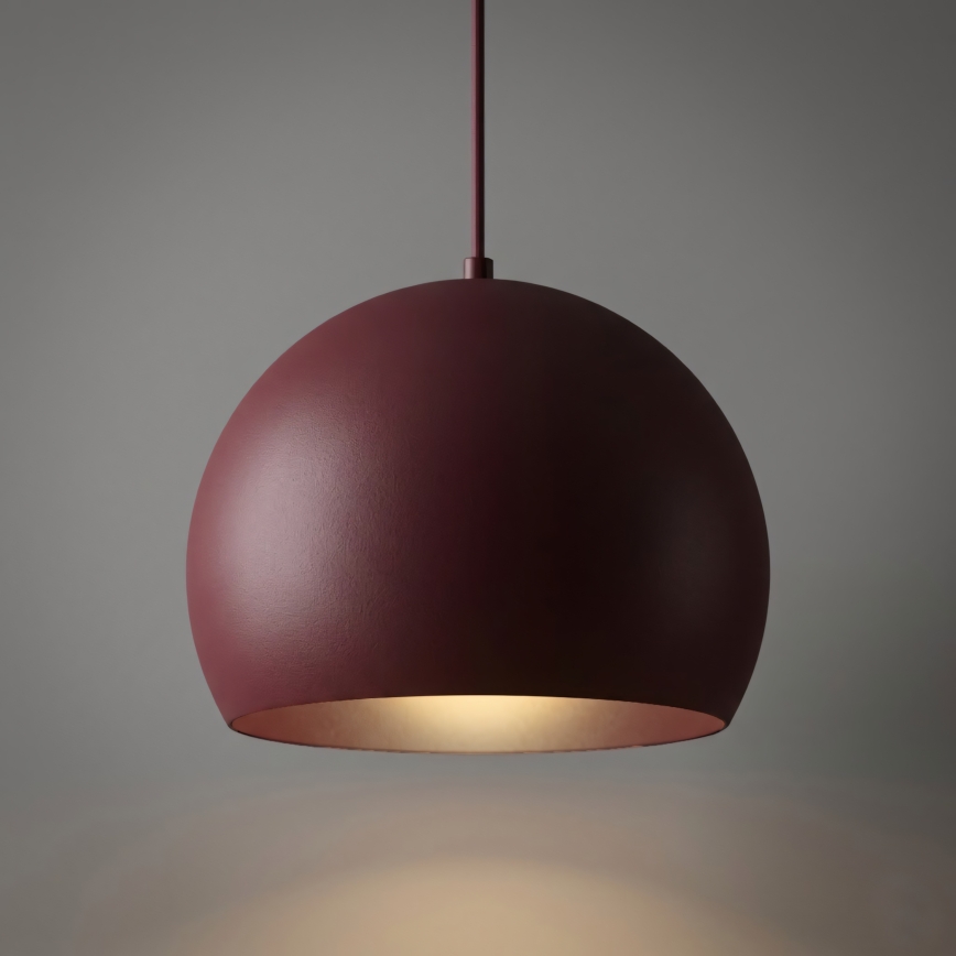 SOOL Cord-Hung Pendant Light, 1×E27/15W/230V, Ø 27 cm, Burgundy