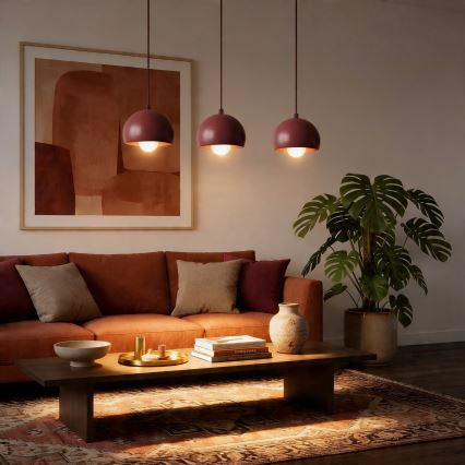 SOOL cord-hung pendant light 3xE27/15W/230V, Burgundy