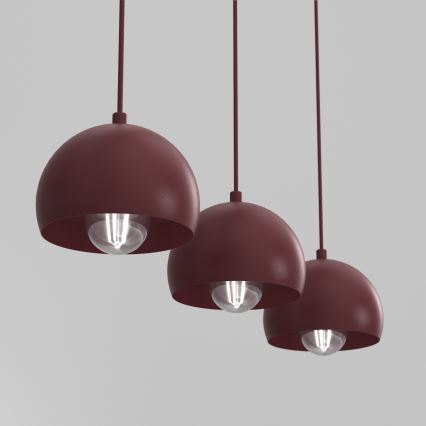 SOOL cord-hung pendant light 3xE27/15W/230V, Burgundy