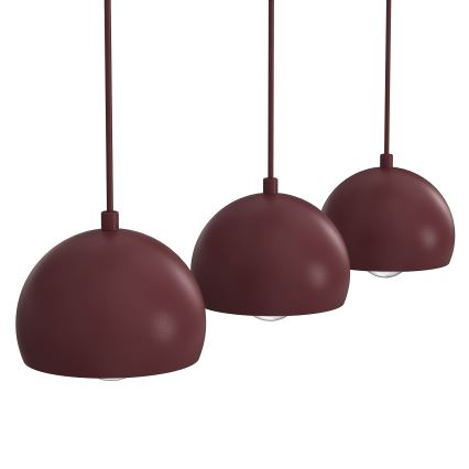 SOOL cord-hung pendant light 3xE27/15W/230V, Burgundy