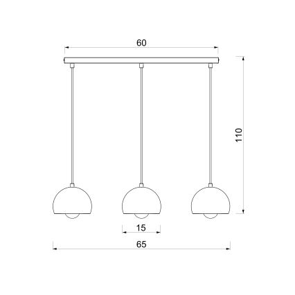 SOOL cord-hung pendant light 3xE27/15W/230V, Burgundy