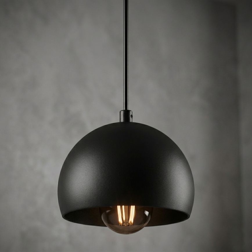 SOOL pendant light on cord 1xE27/15W/230V, Ø 15 cm, black