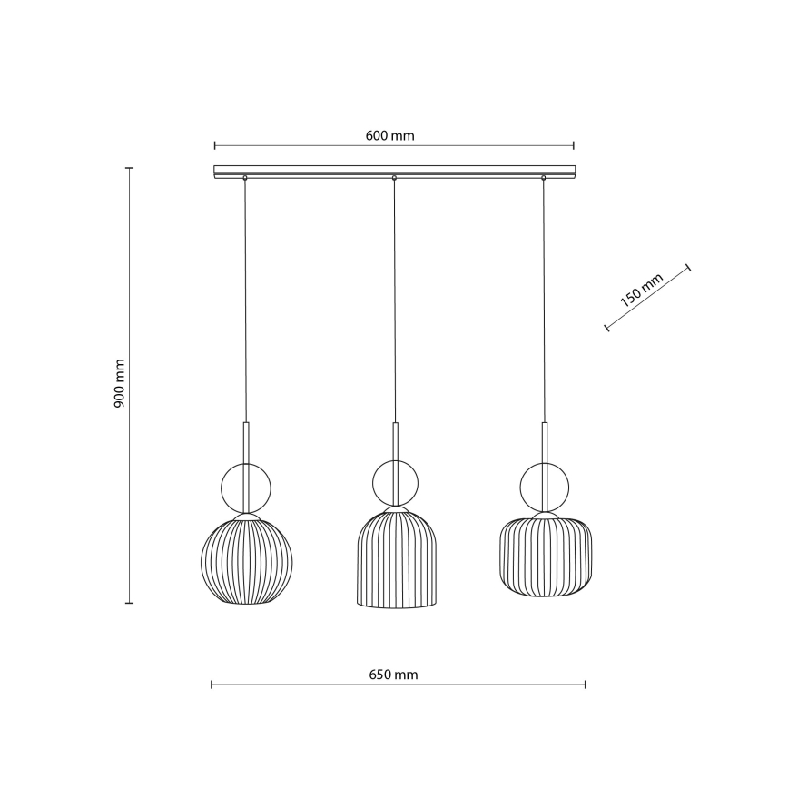 SOPHIA Cable Pendant Lamp 3xE14/10W/230V Black/Smoky Beige