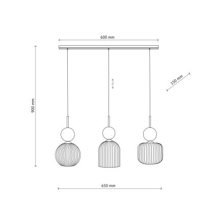 SOPHIA Cable Pendant Light 3xE14/10W/230V Black/Green/Smoky Beige
