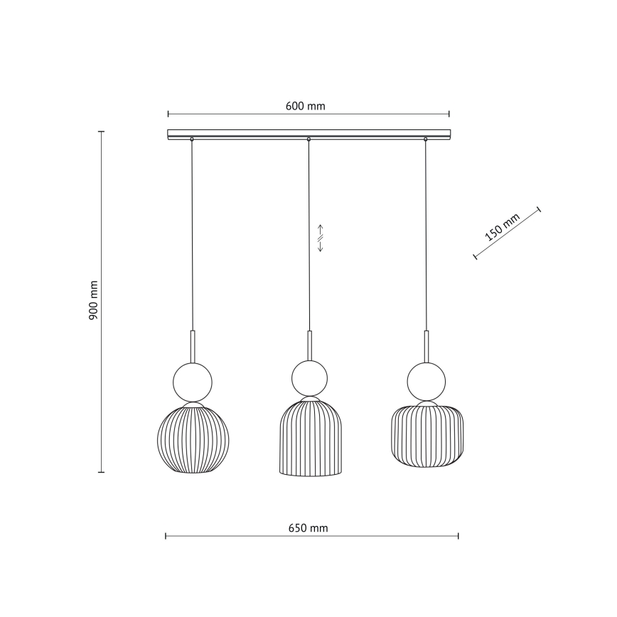 SOPHIA Cable Pendant Light 3xE14/10W/230V Black/Green/Smoky Beige