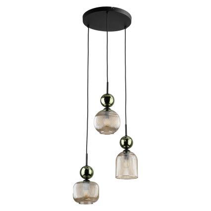 SOPHIA Cable Pendant Light 3xE14/10W/230V Black/Green/Smoky Beige