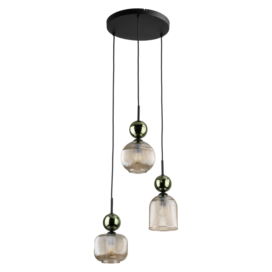 SOPHIA Cable Pendant Light 3xE14/10W/230V Black/Green/Smoky Beige