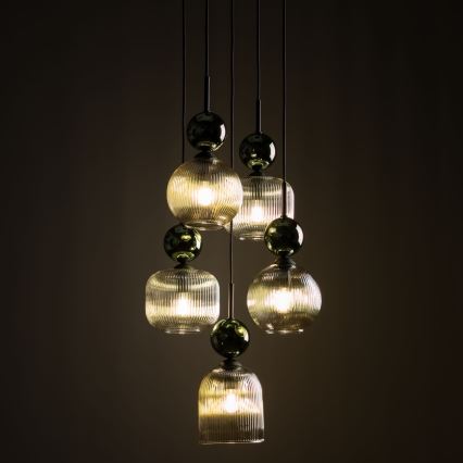 SOPHIA cable pendant light 5xE14/10W/230V black/green/smoked beige