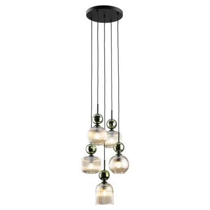SOPHIA cable pendant light 5xE14/10W/230V black/green/smoked beige