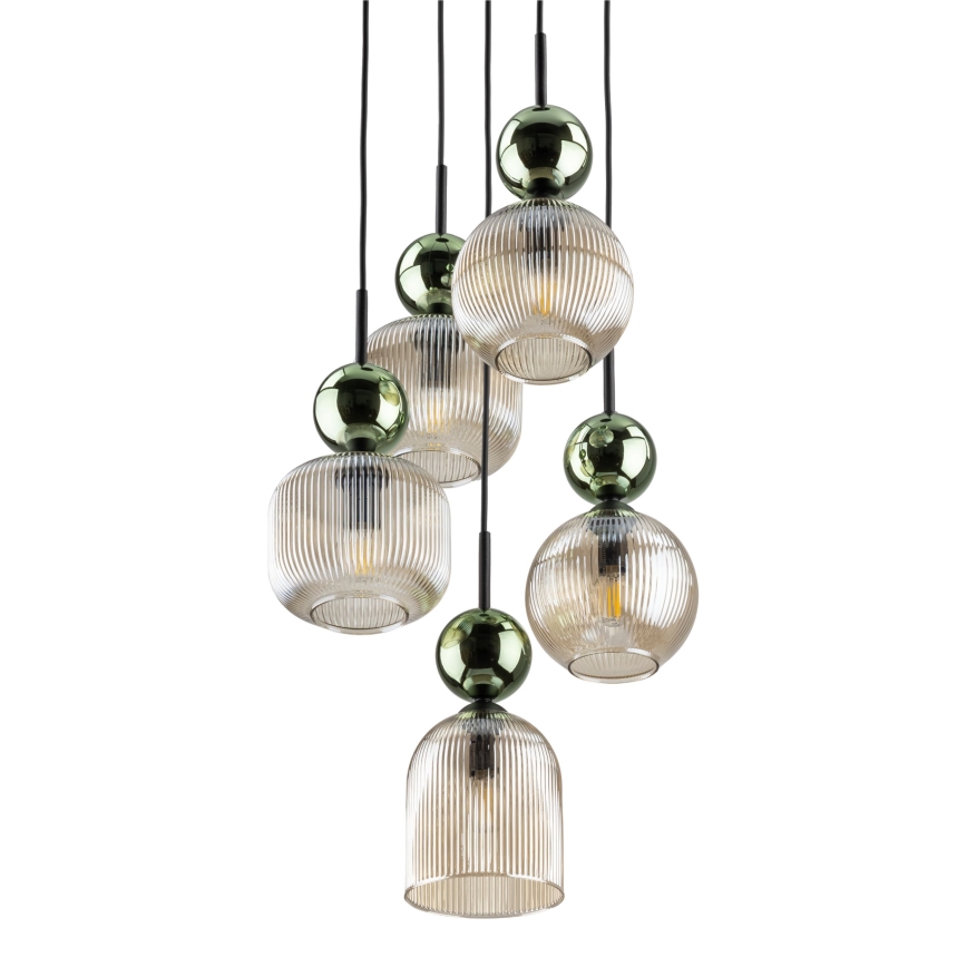 SOPHIA cable pendant light 5xE14/10W/230V black/green/smoked beige