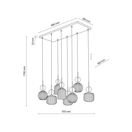 SOPHIA Cable Pendant Light 8xE14/10W/230V Black/Smoked Beige