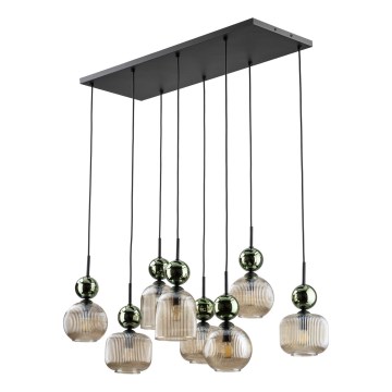 SOPHIA Cable Pendant Light, 8×E14/10W/230V — Black/Green/Smoky Beige