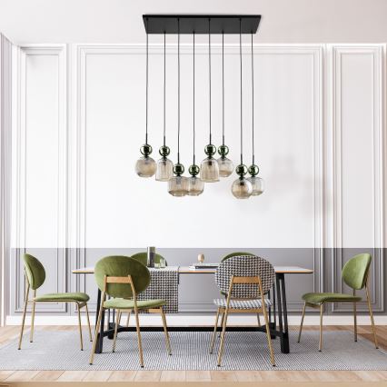 SOPHIA Cable Pendant Light, 8×E14/10W/230V — Black/Green/Smoky Beige