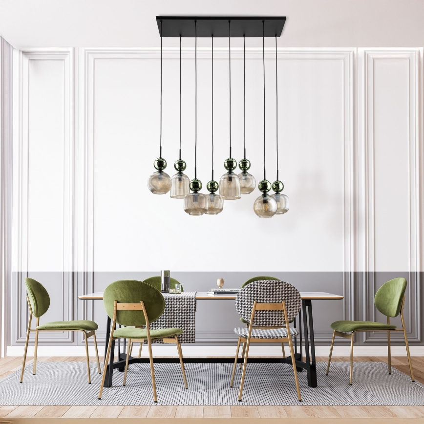 SOPHIA Cable Pendant Light, 8×E14/10W/230V — Black/Green/Smoky Beige