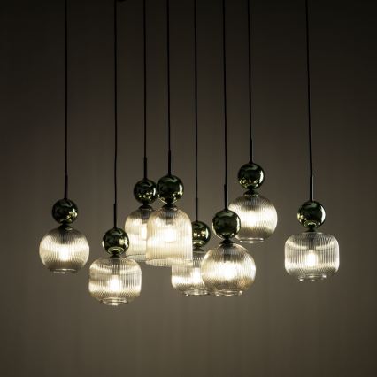 SOPHIA Cable Pendant Light, 8×E14/10W/230V — Black/Green/Smoky Beige