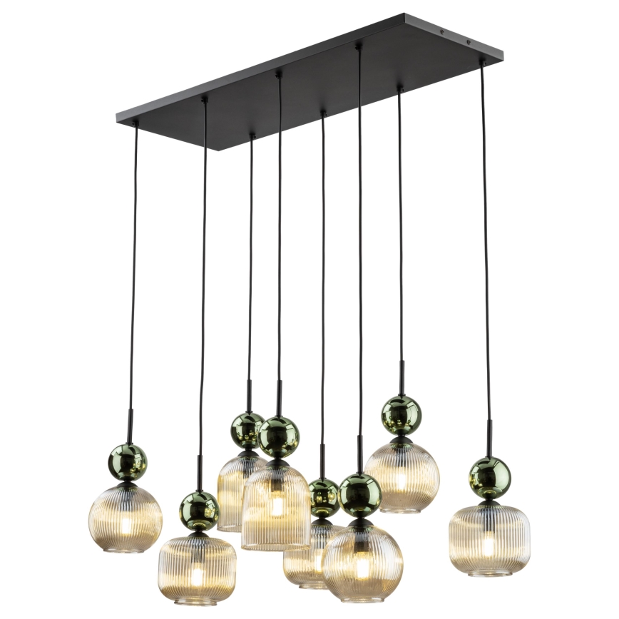 SOPHIA Cable Pendant Light, 8×E14/10W/230V — Black/Green/Smoky Beige