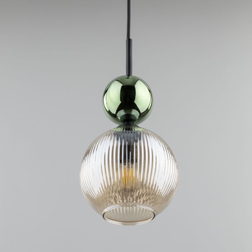SOPHIA cable-suspended pendant 1xE14/10W/230V black/green/smoky beige