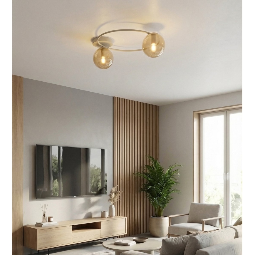 SOPRA ceiling light 2xE14/10W/230V beige/smoked beige