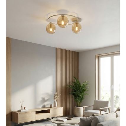SOPRA Ceiling Light 3xE14/10W/230V Beige/Smoked Beige