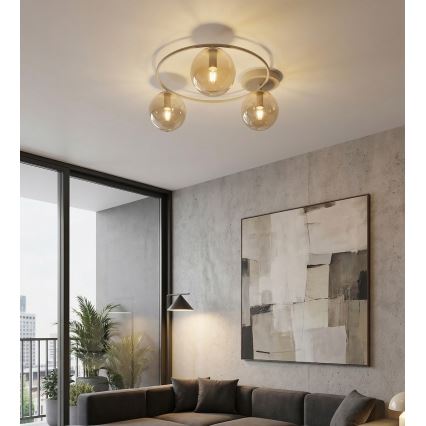 SOPRA Ceiling Light 3xE14/10W/230V Beige/Smoked Beige
