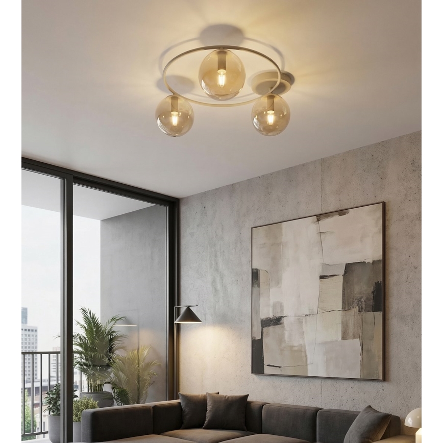 SOPRA Ceiling Light 3xE14/10W/230V Beige/Smoked Beige