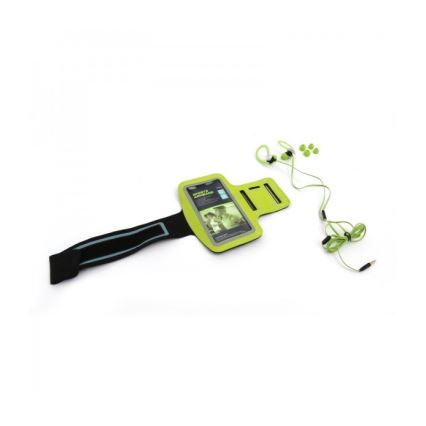 Sport earphones with a microphone and arm case green
