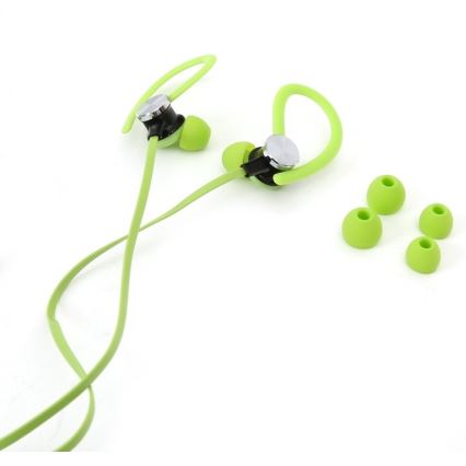 Sport earphones with a microphone and arm case green