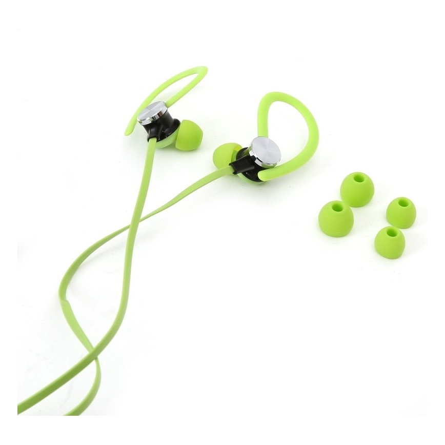 Sport earphones with a microphone and arm case green