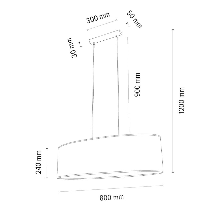 Chandelier on a string MERCEDES 2xE27/40W/230V white/oak