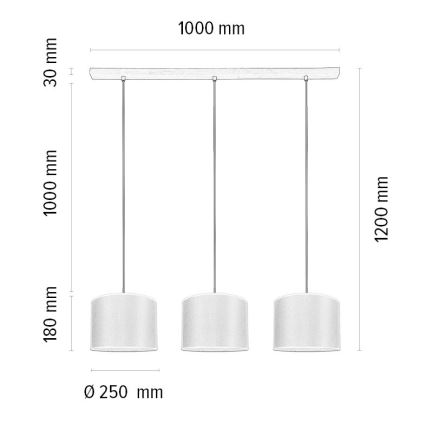 Chandelier on a string BENITA 3xE27/40W/230V white/oak