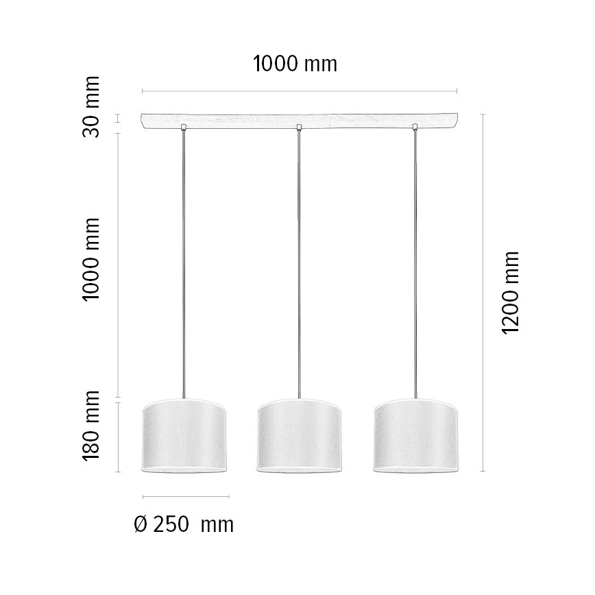 Chandelier on a string BENITA 3xE27/40W/230V white/oak