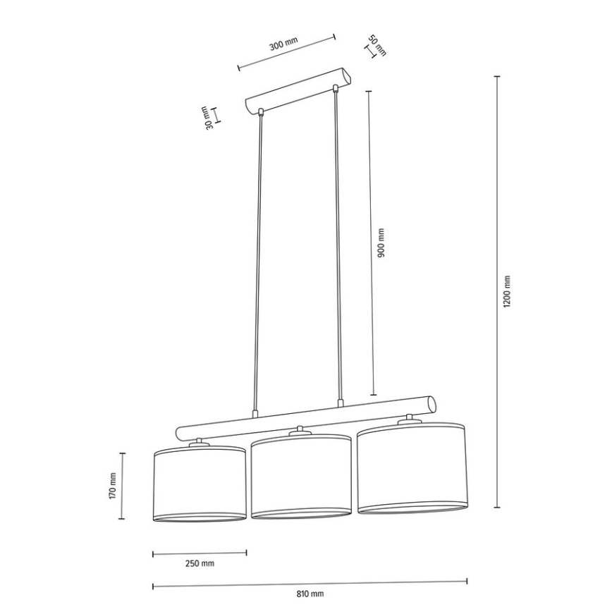Chandelier on a string MERCEDES 3xE27/40W/230V white/oak – FSC certified