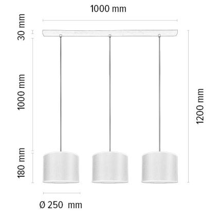 Chandelier on a string BENITA 3xE27/40W/230V creamy/oak