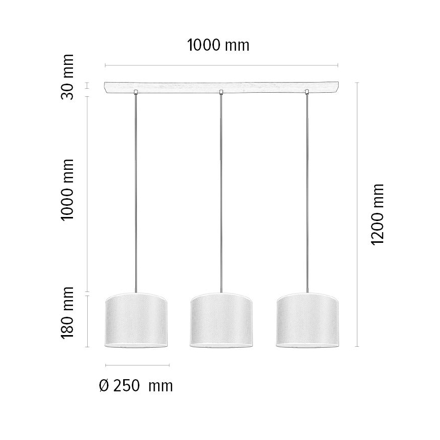 Chandelier on a string BENITA 3xE27/40W/230V creamy/oak
