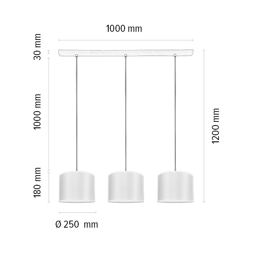 Chandelier on a string BENITA 3xE27/40W/230V brown/oak