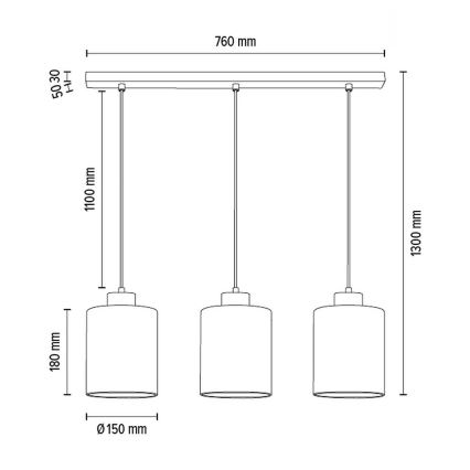 Chandelier on a string ZEFIR 3xE27/60W/230V oak - FSC certified