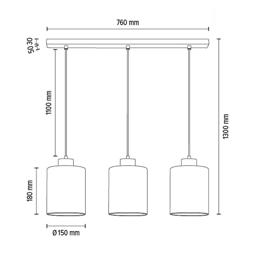 Chandelier on a string ZEFIR 3xE27/60W/230V oak - FSC certified
